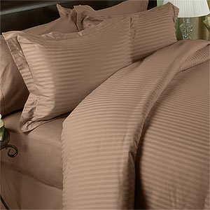 1200 Thread Count Queen Siberian Goose Down Comforter 8 PC Bed in a Bag, Taupe Damask Stripe