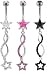 PAVE TWIST WITH A GEM STAR BELLY RING BNAST135BK- BLACK