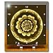 Sepia and gold fantasy mandala flower on dark brown background - 6x6 Desk Clock