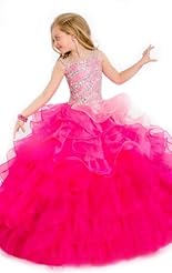 Girls Chiffon/Taffeta/Tulle Beaded Crystal Applique Crystals Lace Flower-Girl Dress/Pageant Dress 