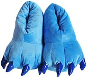 Soft Coral Fleece Animal Dinosaur Claw Slippers Plush Slippers -Blue (man (6-11))