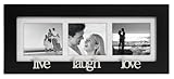 Malden Live-Laugh-Love 3-Picture Wood Frame, 2-by-3-Inch, Black