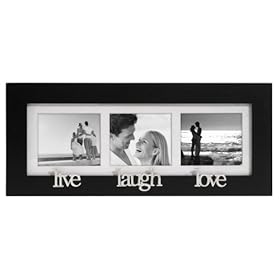 Malden Live-Laugh-Love 3-Picture Wood Frame, 2-by-3-Inch, Black