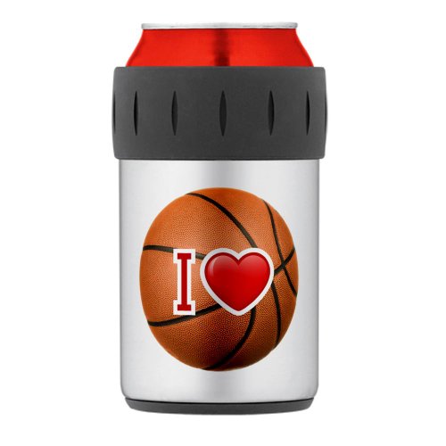 Thermos Can Cooler Koozie I Love Basketball