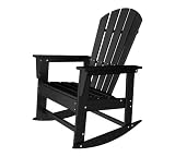 Polywood Outdoor Furniture South Beach Rocker Chair, Black-Recycled Plastic Materials