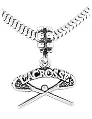Sterling Silver Lacrosse Sticks and Ball Dangle Bead Charm