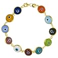 24k Gold Plated Sterling Silver Multi-Colored Guardian Eye Bracelet