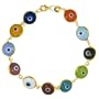 24k Gold Plated Sterling Silver Multi-Colored Guardian Eye Bracelet