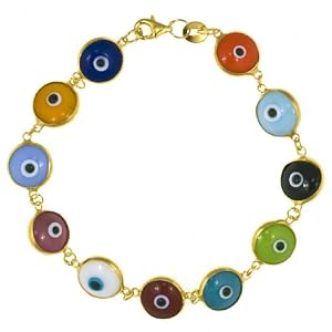 Buy 24k Gold Overlay Sterling Silver Multi-Colored Guardian Eye Bracelet by Amazon.com Collection
