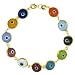 24k Gold Plated Sterling Silver Multi-Colored Guardian Eye Bracelet