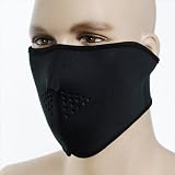 Unique Style Soft Comfortable Traditional Lightweight Balaclava Black Neoprene Neck Half Face Mask Facemask Ski Warm Wind Sand Cold Weather Winter Snow Protect One Size Fits All OSFA