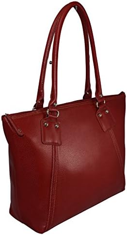 Ultimate Work Tote, "Tyler Country" Faux Leather Business Women's 15" Laptop Tote Bag With Padded Compartment - Red
