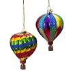 Pack of 8 Noble Gems Hot Air Balloon Hand Blown Glass Christmas Ornaments 3.5"