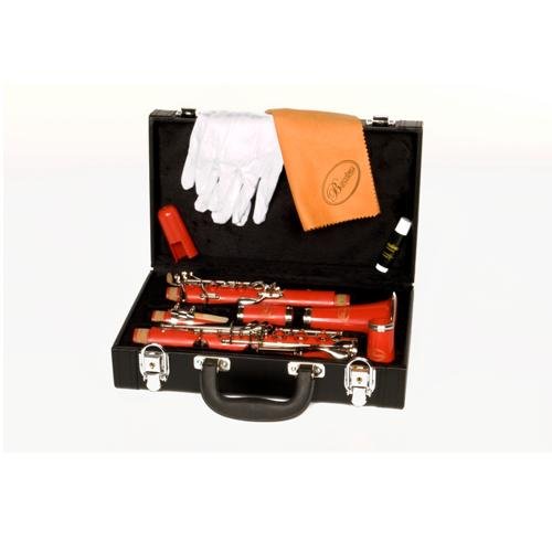 Barcelona Bb Clarinet with Case, Polishing Cloth, Gloves, and Cork Wax – Red