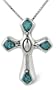 Sterling Silver Turquoise Cross Pendant, 16"