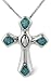 Sterling Silver Turquoise Cross Pendant, 16"