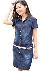 Cocktail Short Sleeves Summer Cotton/Denim/Polyester Homecoming Dress/Prom Dress/Maxi Dress 