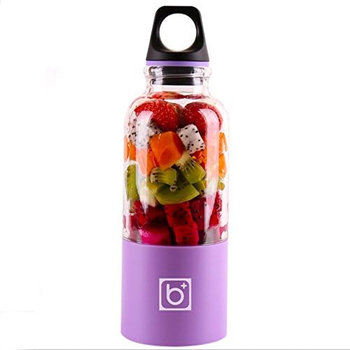 Portable and Rechargeable Battery 500ml Juicer Cup With 2600mAh Power Bank /Citrus Juicer for Healthy Drinks - Large 500 ML - BPA Free - Flavor Your Water with Real Fruit! (Purple)