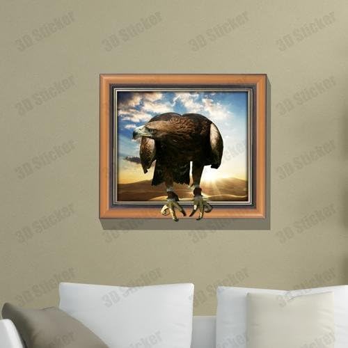LPAG Creative 3D stereo wall stickers mural wallpaper the background of hotel bedrooms living room TV sofa toilet perspective HD stickers wall stickers Green pigment #012 , Eagle
