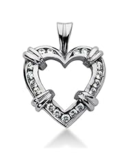 14K Gold Channel set Diamond Heart Pendant (0.68 cttw, F - G Color, SI2 Clarity)