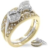 WOMEN'S RINGS TWO TONE W/CLEAR CZ - Bow