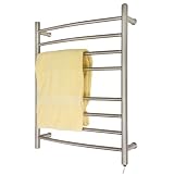 24 x 30 Contemporary Curved Wall Mount Plug-In Electric Towel Warmer - Brushed Stainless Steel