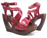 41 OR3hom1L. SL160  Strappy Red Donut Hole Platform Sandals Wedge Womens