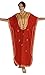Treasures Of Morocco Moroccan Women One Size Caftan Hand Made Breathable Cotton with Gold Hand Embroidery Long Length Red