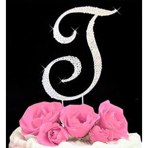 All Over Swarovski Rhinestone Initial Wedding Cake Topper