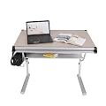 Krasavic Angle Height Adjustable Computer Desk with Pullout Keyboard Vented Metal Stand Block Up Measurement Cross Tie