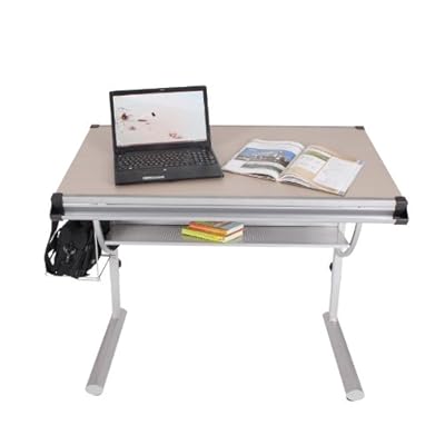 Krasavic Angle Height Adjustable Computer Desk with Pullout Keyboard Vented Metal Stand Block Up Measurement Cross Tie