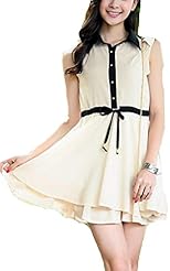 Sleeveless Summer General Print Short  Shirt  Dress