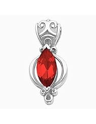14K White Gold Marquise Cut Chatham Created Ruby Pendant -- LIFETIME WARRANTY