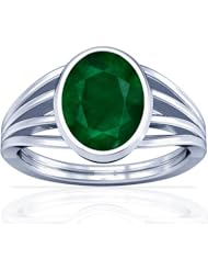 18K White Gold Oval Cut Emerald Womens Astrological Ring