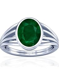 Platinum Oval Cut Emerald Womens Astrological Ring