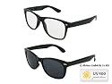 Schwarze Retro Wayfarer Sonnenbrille Nerd Brille klar & schwarz