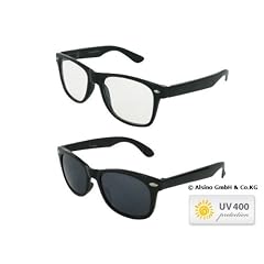 Schwarze Retro Wayfarer Sonnenbrille Nerd Brille clear & black