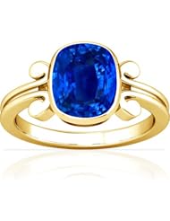 18K Yellow Gold Cushion Cut Blue Sapphire Solitaire Ring