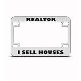 Realtor I Sell Houses Metal Bike Motorcycle License Plate Frame Holder