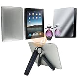 Stand Adjustable Holder + Clear Square Snap-on Crystal Case + Mirror Screen Protector for Apple iPad 16GB / 32GB / 64GB