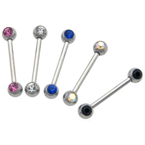 Body Accentz™ Nipple Ring Bars CZ Solitaire 