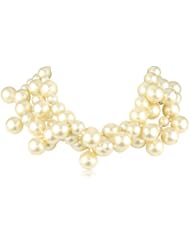 Kenneth Jay Lane 3 Row Pearl Cluster and Drops Necklace, 19"