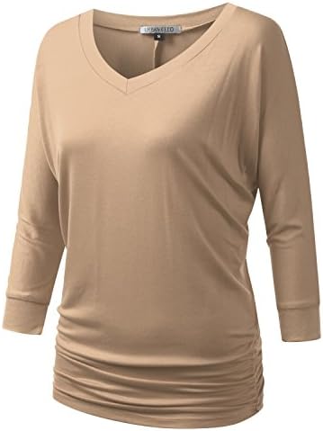 URBANCLEO PLUS Size Womens Dolman Top 3/4 Sleeves V-Neck Tee MOCHA XLARGE