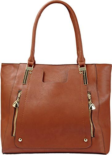 Arcadia Plain Jane Tote Handbag with Hardware Dual Front Zipper JZ6126-BN