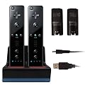 Wii Remote / Controller BLACK Dual Charging Dock with 2 FREE Rechargeable Batteries