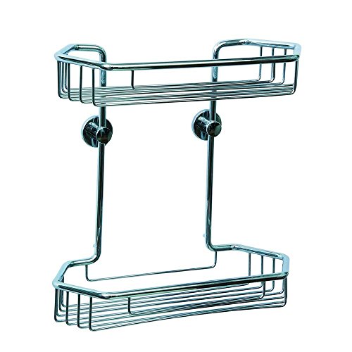 Draad Rustproof Solid Brass Shower Caddy 11 in. Double Shelf Angled in
