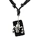Genuine Dark Black Leather Necklace With Leather title=