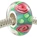 Pink Rose Murano Glass Sterling Silver Solid Core Bead fits...