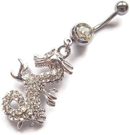 14g 3/8 Dragon Button Ring Navel Rings Ear Body Piercing Jewelry