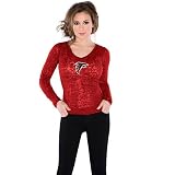 NFL Women's Atlanta Falcons Burnout Team Long Sleeve Thermal (Red, Medium)